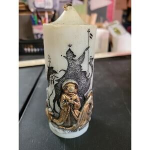 Holiday Elegance CHRISTMAS Vintage NATIVITY SCENE Pillar Style CANDLE - 1970's